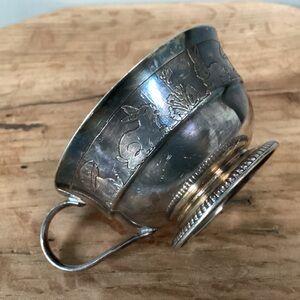 ⚫️ Antique French Silver Plate Child’s Cup  SfAM Metal Blanc Nursery Bunny Motif